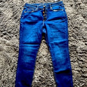 Universal Thread Lined Dark Blue High-Rise Button Fly Jeans